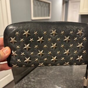 Jimmy Choo Black Wallet with Silver Star Studs